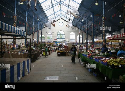 Market hall interior, Abergavenny farmers market, Wales Stock Photo - Alamy