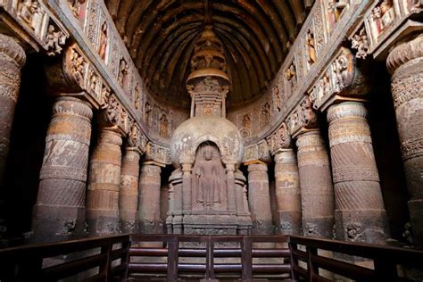 Ajanta Caves, India. the Ajanta Caves in Maharashtra State are Buddhist Caves Stock Photo ...