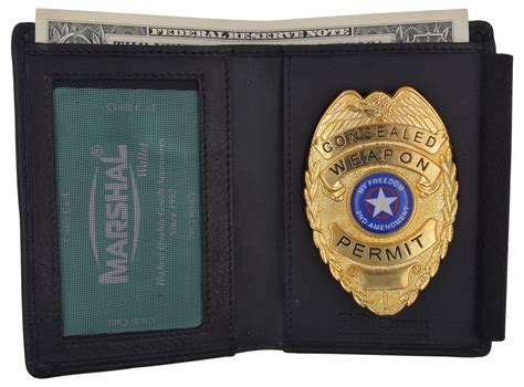 POLICE ID BADGE HOLDER SHIELD BADGE BIFOLD NEW BLACK GENUINE LEATHER RARE STYLE - Walmart.com