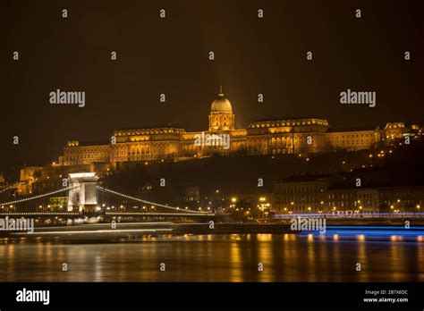 Budapest at night - Buda castle view Stock Photo - Alamy