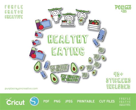 Healthy Eating Meal Prep Emoti planner stickers Poly Glo & | Etsy | Planner stickers, Printable ...