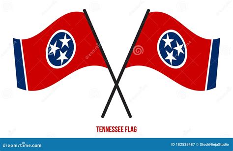 Two Crossed Waving Tennessee Flag on Isolated White Background Stock ...