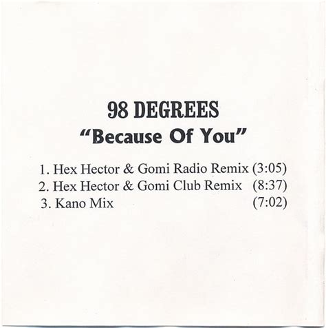 98 Degrees – Because Of You (1998, CDr) - Discogs