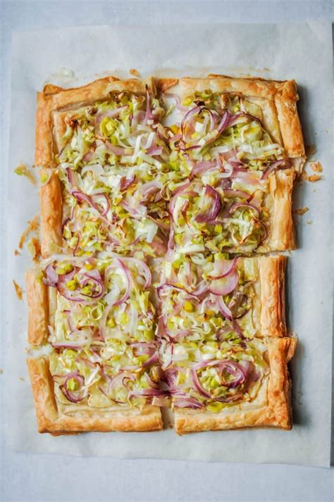 Leek & Onion Puff Pastry Tart - This Healthy Table