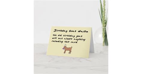 Birthday Goat Haiku - a funny happy birthday poem Card | Zazzle.com