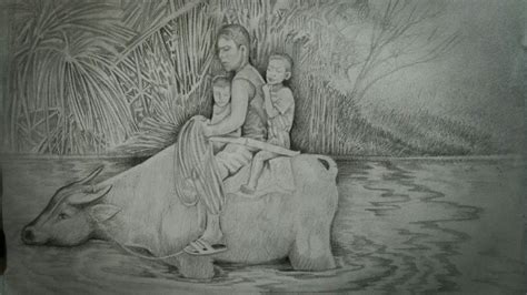 CARABAO IN THE RIVER SKETCH DRAWING USING MECHANICAL PENCIL 0.7 - YouTube