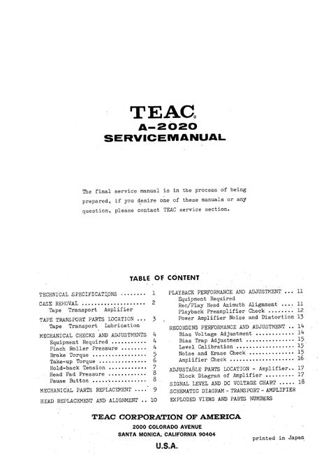 Service Manual for TEAC A-2020 - Download