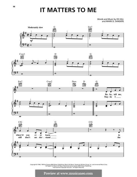 It Matters To Me (Faith Hill) by M.D. Sanders - sheet music on MusicaNeo