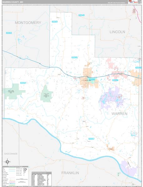 Warren County, MO Wall Map Premium Style by MarketMAPS - MapSales