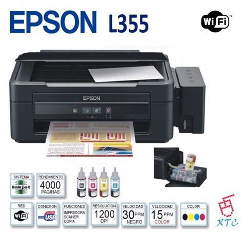 Impresora Multifuncional Epson L355 Sistema Tinta Color Wifi - Bs. 3,25 en Mercado Libre