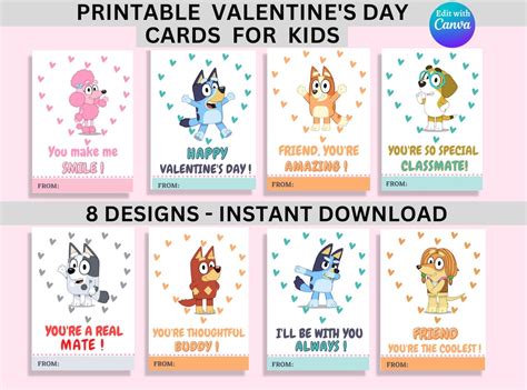 Bluey Valentine's Card Bluey Valentine Day Bluey - Etsy