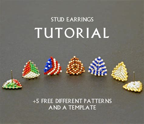 Seed Bead Stud Earring Tutorial Simple Beading Pattern Weaving | Etsy | Beaded earrings ...