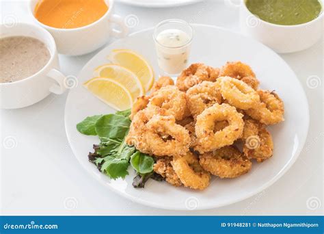 Fried squid calamari rings stock image. Image of golden - 91948281