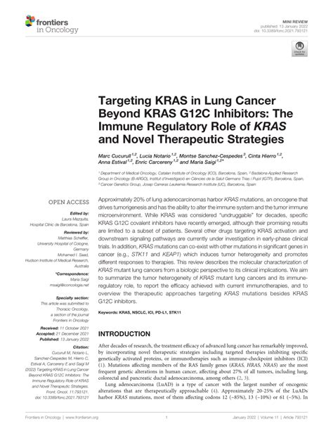 (PDF) Targeting KRAS in Lung Cancer Beyond KRAS G12C Inhibitors: The ...