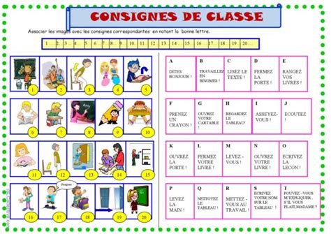 Consignes de classe: Français FLE fiches pedagogiques pdf & doc