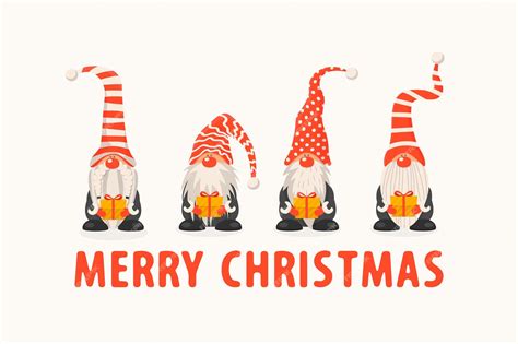 Premium Vector | Merry Christmas Greeting Card Vector Christmas Cute Gnome with Caps Set in Flat ...