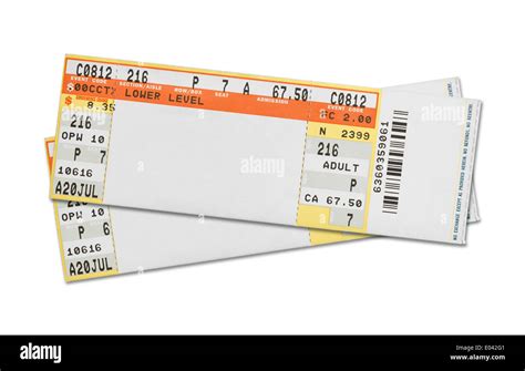 Pair of Blank Concert Tickets Isolated on White Background Stock Photo - Alamy