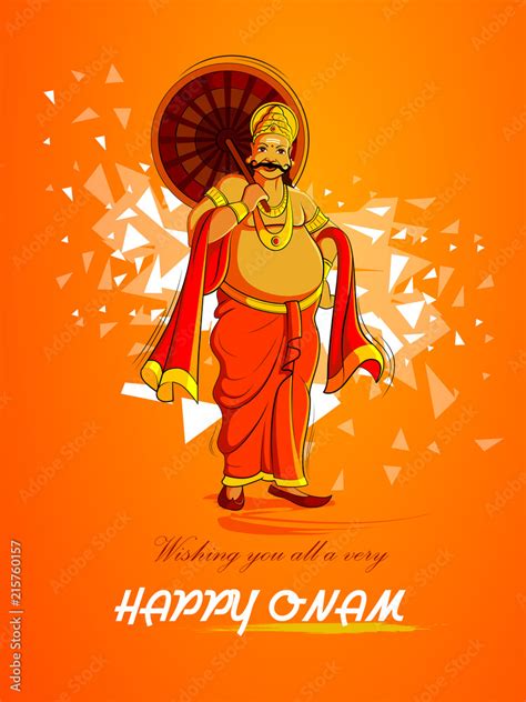 Happy Onam Festival background of Kerala with King Mahabali Stock ...