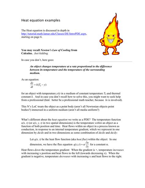 Heat equation examples