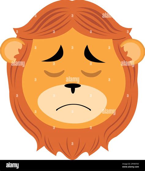 vector illustration face of a cartoon lion with a sad and regretful expression Stock Vector ...
