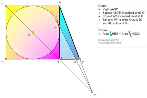 Math, Geometry Problem 1186: Right Triangle, Square, Inscribed Circle, Tangent, Concurrent Lines ...