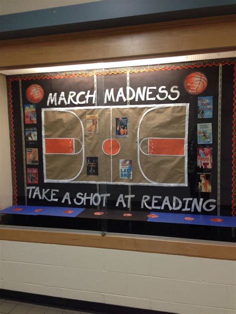 Middle school library bulletin board for March - March Madness, ta… | Middle school library ...