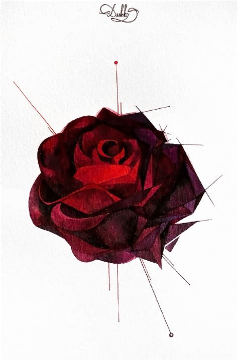 geometric rose - tattoo designs