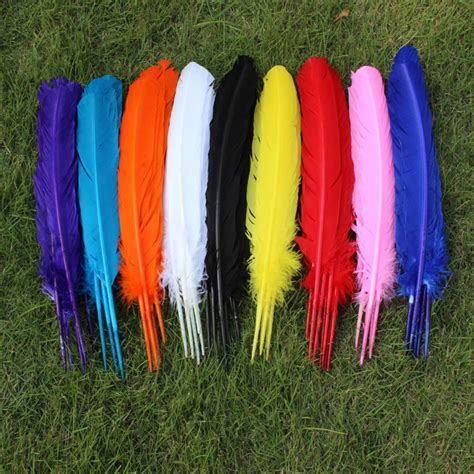 50pcs wholesale 25 30cm Mixed color color real natural turkey feathers plumes hair extensions ...