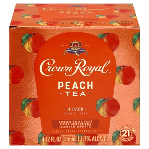 Crown Royal Peach Tea Canadian Whisky Ready to Drink Cocktail, 4 cans / 12 fl oz - Smith’s Food ...