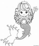Mermaid Princess With A Wand And Crown Coloring Page Printable sketch template