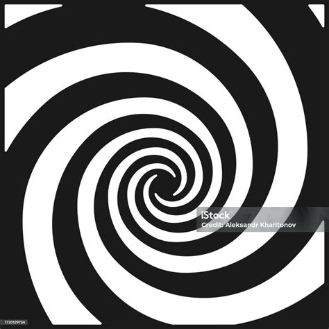 Hypnotic Spiral Background Black And White Twisted Abstract Optical Illusion Vector Flat Stock ...