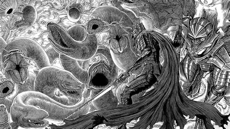 Kentaro Miura Berserk Guts Manga Armor Creature Sword Cape Anime Men Monochrome Wallpaper ...