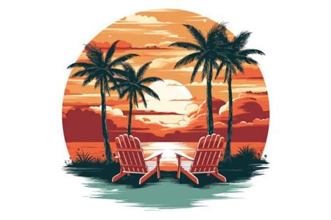 Sunset Beach Clipart Graphic by Illustrately · Creative Fabrica