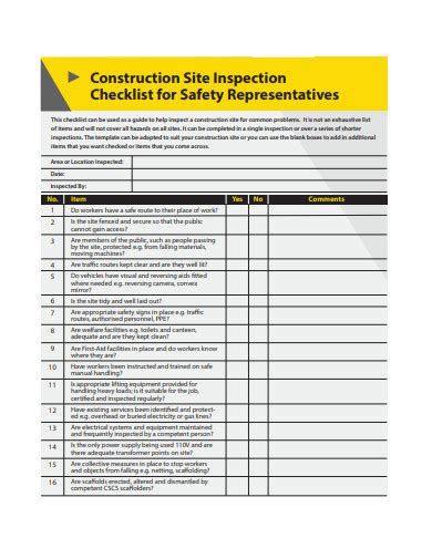 Construction Job Site Safety Checklist