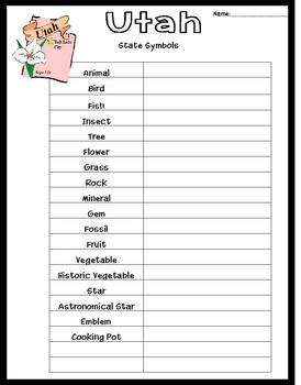 Utah State Symbols and Research Packet by My Teaching Spirit | TpT