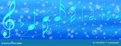 Music Notes in Blue Banner Background Stock Image - Image of classical, cyan: 136759021