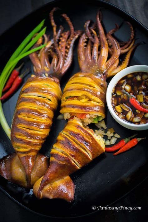 Grilled Stuffed Squid (inihaw na pusit) - Panlasang Pinoy