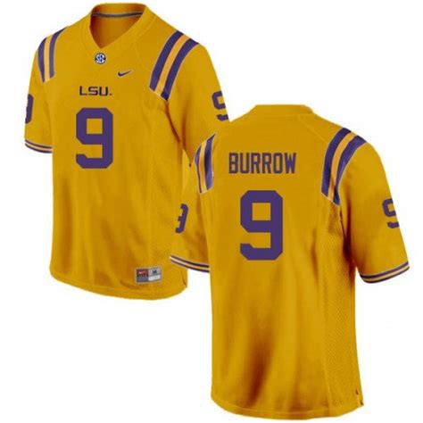 Men and Youth Joe Burrow LSU Fighting Tigers NCAA College Jersey gold