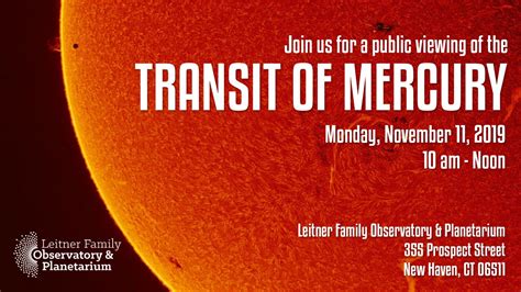 Transit of Mercury - Public Viewing (weather permitting) | Leitner ...