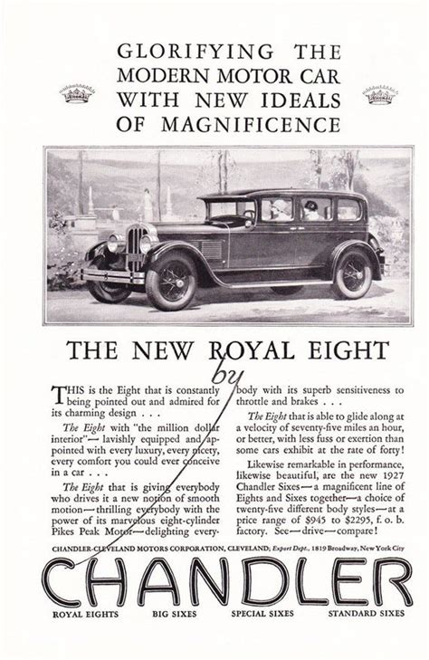 1927 Chandler Automobile Advertisement - Vintage Antique 1920s Era Art ...