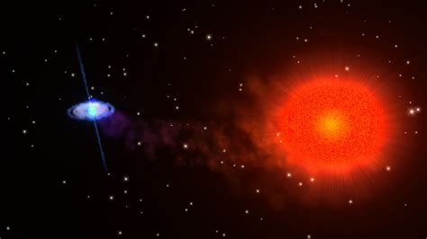 Slowly rotating neutron star paired with a red-giant star reveals ...