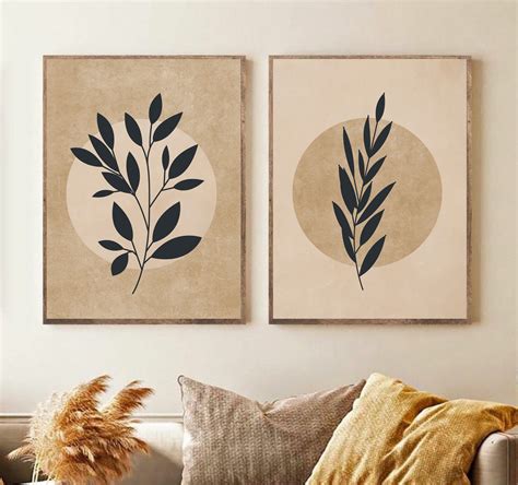 Neutral wall decor Boho wall art Instant Download Leaf Art | Etsy