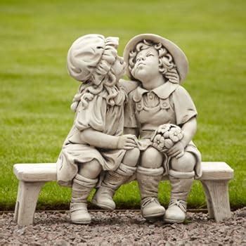 Large Garden Statues - Boy & Girl on Bench Stone Sculpture: Amazon.co.uk: Garden & Outdoors