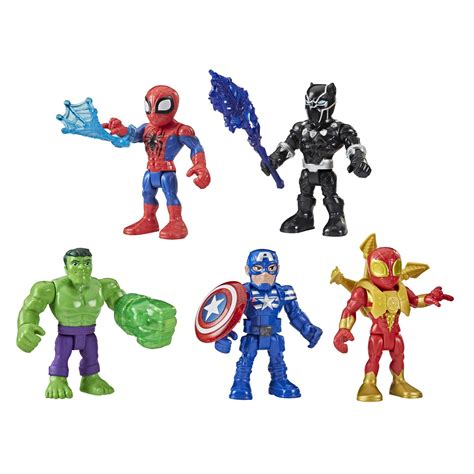 Buy Super Hero Adventures Playskool Heroes Marvel 5-Inch Action Figure 5-Pack, Includes Captain ...