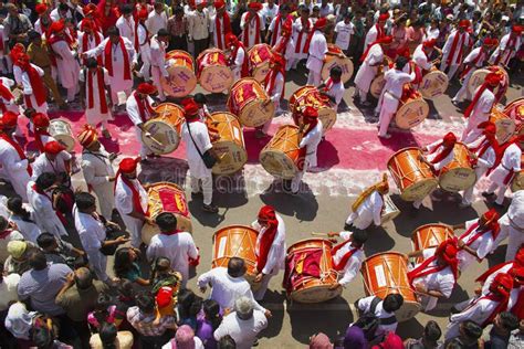 PUNE, INDIA, September 2015, People at Ganesh Festival Procession ...