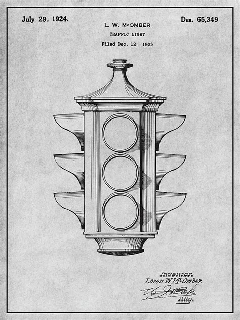 1923 Traffic Light Gray Patent Print Drawing by Greg Edwards - Pixels