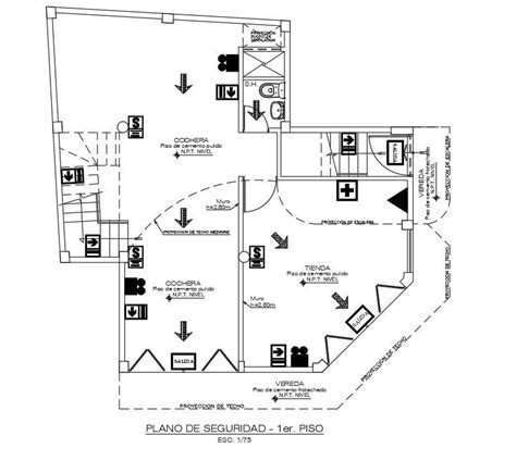 Security plan of 10x10m first floor commercial building plan is given ...