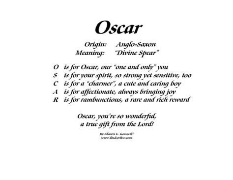 Meaning of Oscar - LindseyBoo