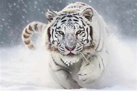 White Tiger Hunting Prey in Snow Stock Illustration - Illustration of geographic, hunt: 272318629