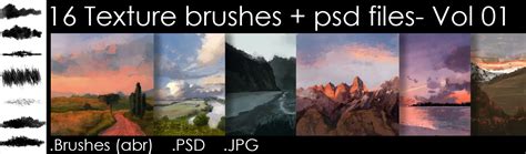 16 texture brushes + psd files- - FlippedNormals